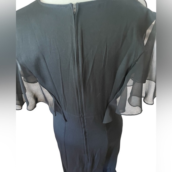 Filigree Black Ruffle Maxi Dress Wrap Vintage 80's 90's Size 12 - Picture 7 of 9